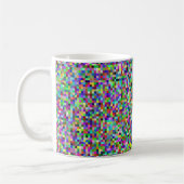 Farbenfrohes Pixelquadrat-Hintergrundmuster Kaffeetasse (Links)