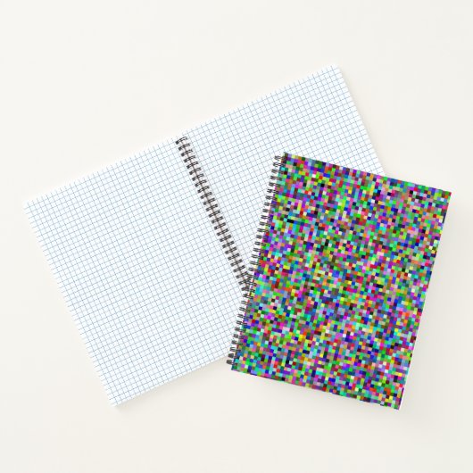 Farbenfrohes Pixelquadrat-Hintergrundmuster Notizblock (Innenseite)
