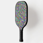 Farbenfrohes Pixelquadrat-Hintergrundmuster Pickleball Schläger (Links)