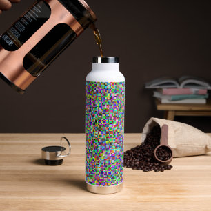 Farbenfrohes Pixelquadrat-Hintergrundmuster Trinkflasche