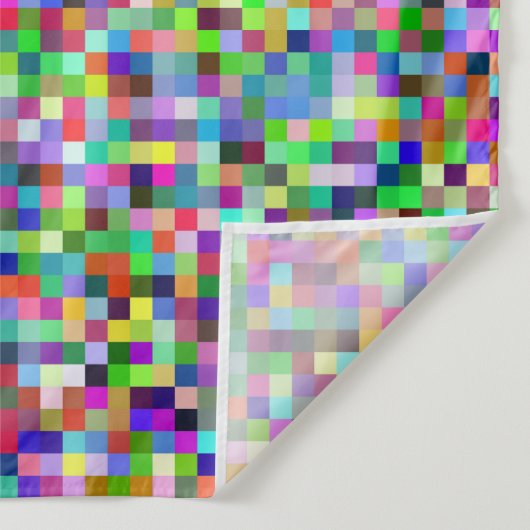 Farbenfrohes Pixelquadrat-Hintergrundmuster Wandteppich (Detail)