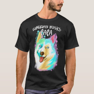 Farbenfrohes Pop-Porträt Husky-Hund Papa Vaters  T-Shirt