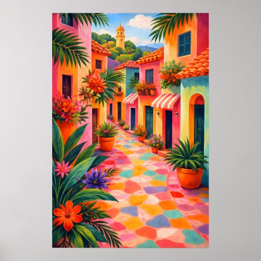 Farbenfrohes Poster der Mittelmeerstraße, Vibrant (Vorne)