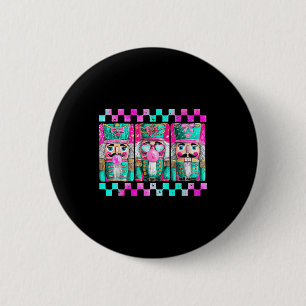 Farbenfrohes Preppy-Nussknacker-Design für Weihnac Button