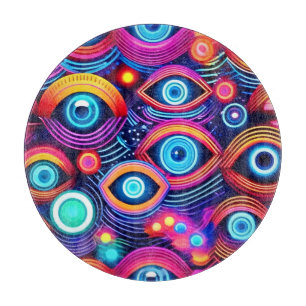 Farbenfrohes psychedelisches Augenmuster Schneidebrett