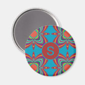 Farbenfrohes psychedelisches geometrisches Muster- Magnet (Vorderseite/Rückseite)