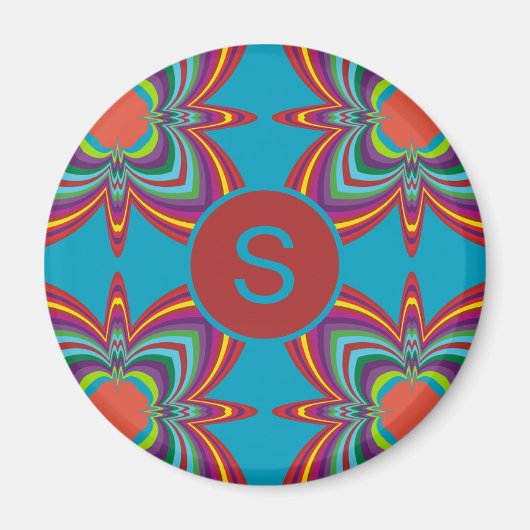 Farbenfrohes psychedelisches geometrisches Muster- Magnet (Vorne)
