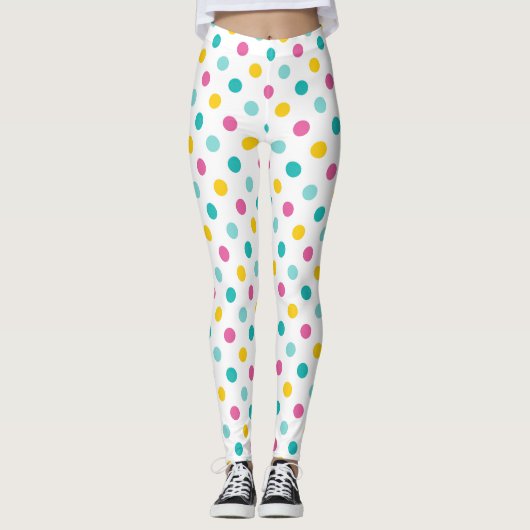 Farbenfrohes Punkte Nahtloses Muster Leggings (Vorderseite)