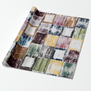 Farbenfrohes Quadratmuster Geschenkpapier