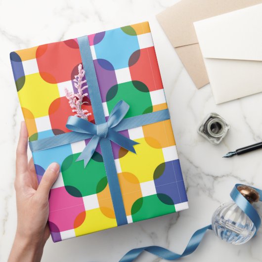 Farbenfrohes Quadratmuster Geschenkpapier (Schenken)