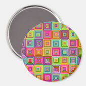 Farbenfrohes Quadratmuster Magnet (Vorderseite/Rückseite)