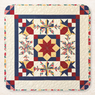 Farbenfrohes Quiltmuster - Quiltliebhaber Rechteckiger Pappuntersetzer