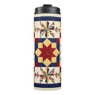Farbenfrohes Quiltmuster - Quiltliebhaber Thermosbecher