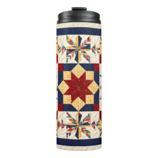 Farbenfrohes Quiltmuster - Quiltliebhaber Thermosbecher