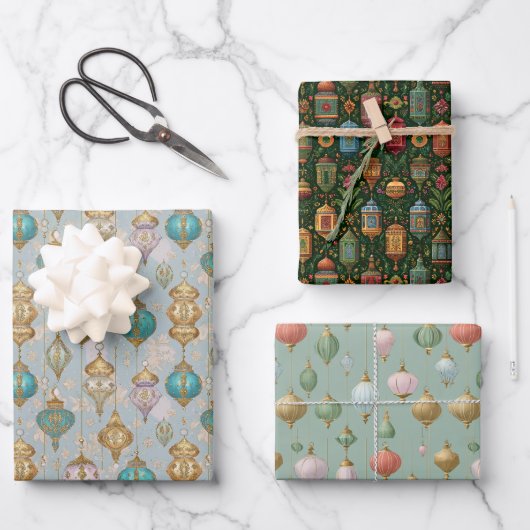 Farbenfrohes Ramadan- und Eid-Laternen-Verpackungs Geschenkpapier Set (Vorderseite)