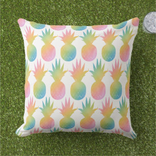 Farbenfrohes Regenbogen-Ananas-Muster Tropisch Kissen