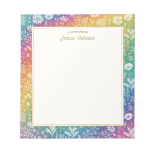 Farbenfrohes Regenbogen-Blumenmuster Custom Notizblock
