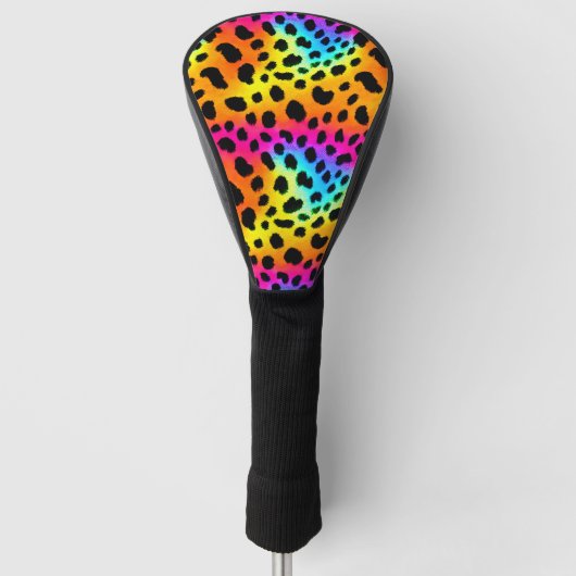 Farbenfrohes Regenbogen-Gepard-Muster Golf Headcover (Vorderseite)