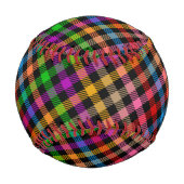 Farbenfrohes Regenbogen-Gingham-Karo-Design - Schw Baseball (Rückseite)
