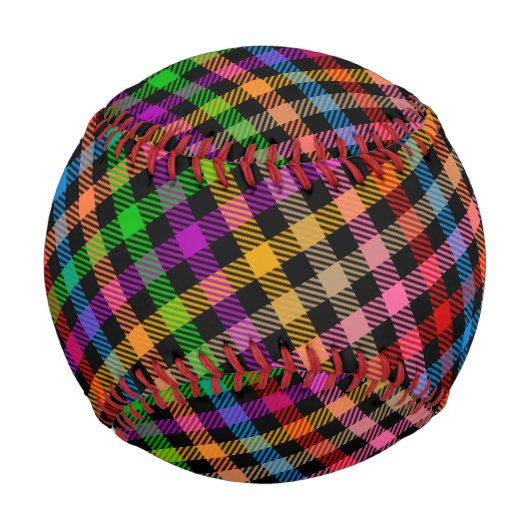 Farbenfrohes Regenbogen-Gingham-Karo-Design - Schw Baseball (Vorderseite)