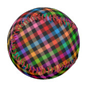 Farbenfrohes Regenbogen-Gingham-Karo-Design - Schw Baseball (Vorderseite Links)