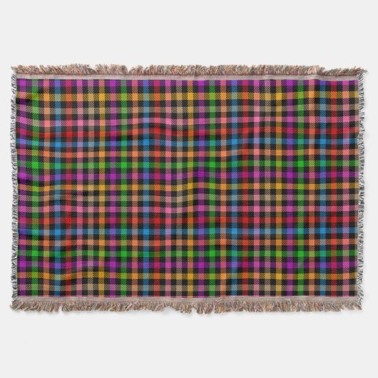 Farbenfrohes Regenbogen-Gingham-Karo-Design - Schw Decke (Vorderseite)