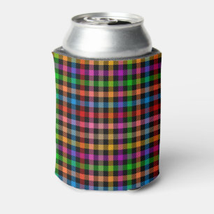 Farbenfrohes Regenbogen-Gingham-Karo-Design - Schw Dosenkühler
