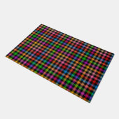 Farbenfrohes Regenbogen-Gingham-Karo-Design - Schw Fußmatte (Schrägansicht)