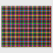 Farbenfrohes Regenbogen-Gingham-Karo-Design - Schw Geschenkpapier (Flach)