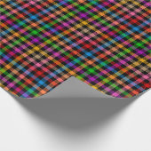 Farbenfrohes Regenbogen-Gingham-Karo-Design - Schw Geschenkpapier (Ecke)