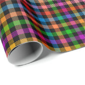 Farbenfrohes Regenbogen-Gingham-Karo-Design - Schw Geschenkpapier (Rolleneckpunkt)