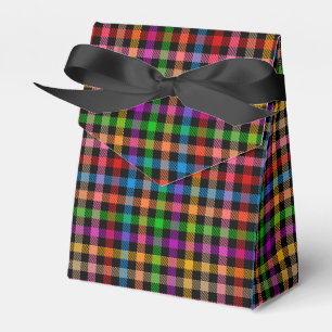 Farbenfrohes Regenbogen-Gingham-Karo-Design - Schw Geschenkschachtel