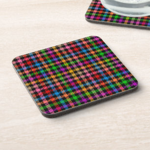 Farbenfrohes Regenbogen-Gingham-Karo-Design - Schw Getränkeuntersetzer