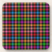 Farbenfrohes Regenbogen-Gingham-Karo-Design - Schw Getränkeuntersetzer (Vorderseite)