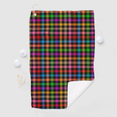 Farbenfrohes Regenbogen-Gingham-Karo-Design - Schw Golfhandtuch (Insitu)