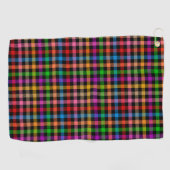 Farbenfrohes Regenbogen-Gingham-Karo-Design - Schw Golfhandtuch (Horizontal)