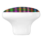 Farbenfrohes Regenbogen-Gingham-Karo-Design - Schw Keramikknauf (Seitenansicht)
