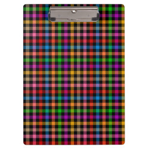 Farbenfrohes Regenbogen-Gingham-Karo-Design - Schw Klemmbrett
