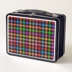Farbenfrohes Regenbogen-Gingham-Karo-Design - Schw Metall Brotdose