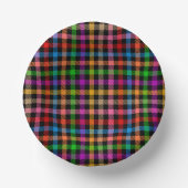 Farbenfrohes Regenbogen-Gingham-Karo-Design - Schw Pappteller (Vorderseite)