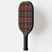 Farbenfrohes Regenbogen-Gingham-Karo-Design - Schw Pickleball Schläger (Links)