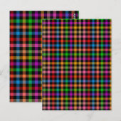 Farbenfrohes Regenbogen-Gingham-Karo-Design - Schw Postkarte (Vorne/Hinten)