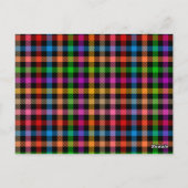 Farbenfrohes Regenbogen-Gingham-Karo-Design - Schw Postkarte (Rückseite)