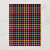 Farbenfrohes Regenbogen-Gingham-Karo-Design - Schw Postkarte (Vorderseite)