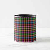 Farbenfrohes Regenbogen-Gingham-Karo-Design - Schw Tasse (Zentrum)