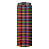 Farbenfrohes Regenbogen-Gingham-Karo-Design - Schw Thermosbecher (Rückseite)