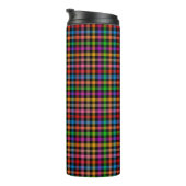 Farbenfrohes Regenbogen-Gingham-Karo-Design - Schw Thermosbecher (Nach rechts gedreht)