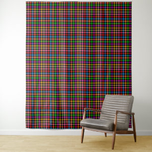 Farbenfrohes Regenbogen-Gingham-Karo-Design - Schw Wandteppich