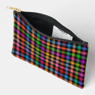 Farbenfrohes Regenbogen-Gingham-Karo-Design - Schw Zubehörtasche