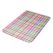 Farbenfrohes Regenbogen-Gingham-Karo-Design - Weiß Badematte (Schrägansicht)